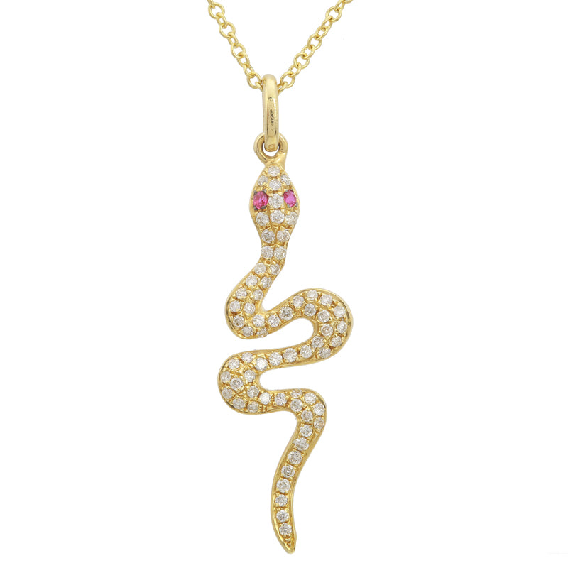 14K YellowGold Diamond Snake Necklace