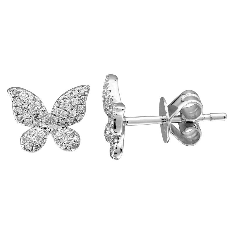 14K Rose Gold Diamond Butterfly Earrings