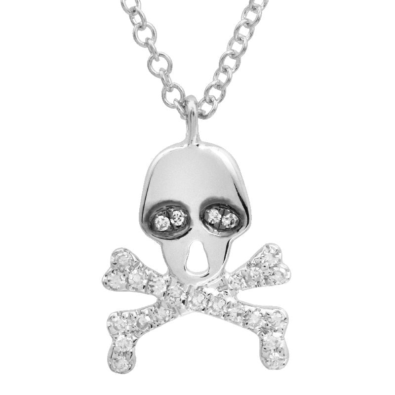 14K Yellow Gold Diamond Pirate Skull Necklace