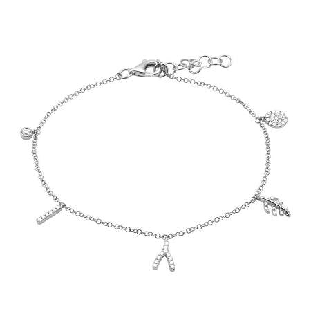 14k Gold and Diamond Earth Charm Bracelet