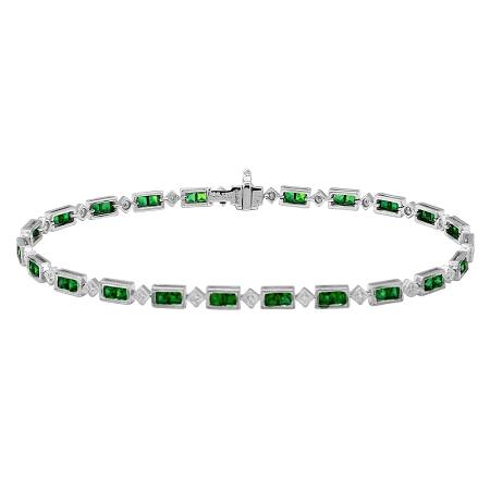 14k Diamond and Emerald Bracelet