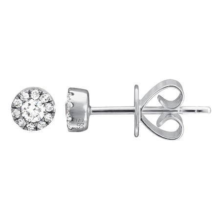 14K White Gold and Diamond Halo Earrings