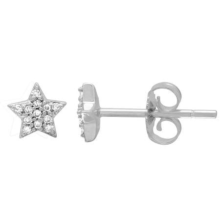 14k Gold and Diamond Star Earrings