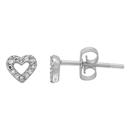 14k White Gold Heart Earrings
