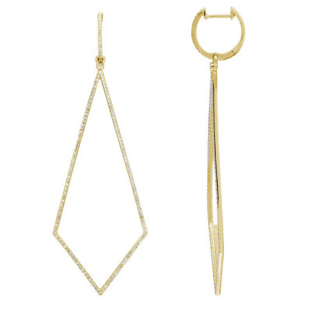14k Gold Diamonds Shaped Earrings