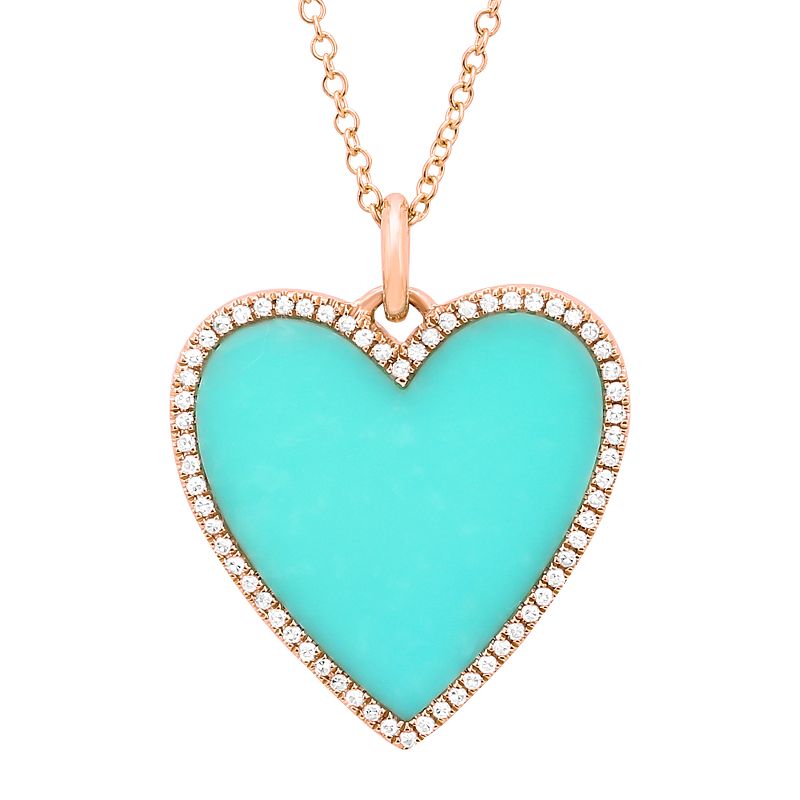 14K Yellow Gold Turquoise Heart Pendant