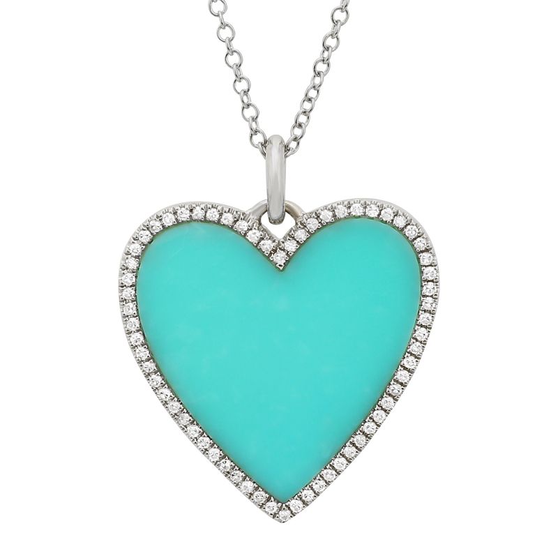 14K Yellow Gold Turquoise Heart Pendant