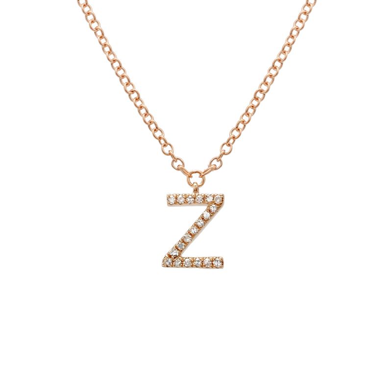14K Yellow Gold Diamond Z initial Necklace