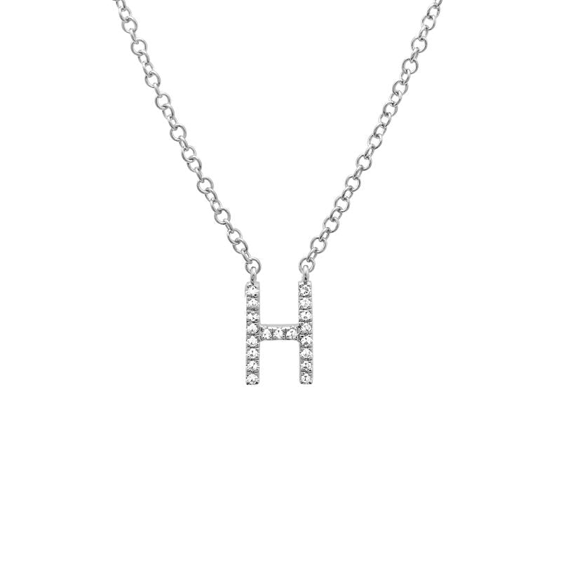 14K Yellow Gold Diamond H initial Necklace