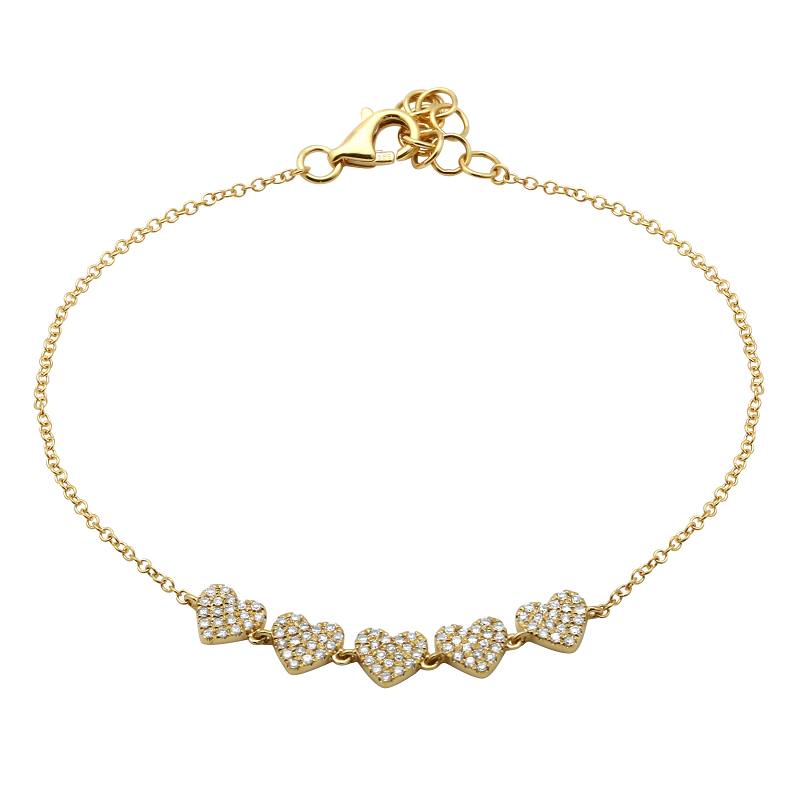 14K Yellow Gold Diamond Heart Bracelet
