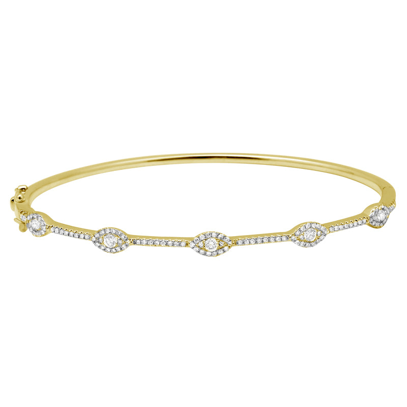 14k White Gold Diamond Bangle