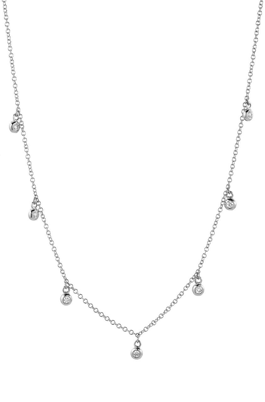 14k Seven Bezel Diamond Necklace
