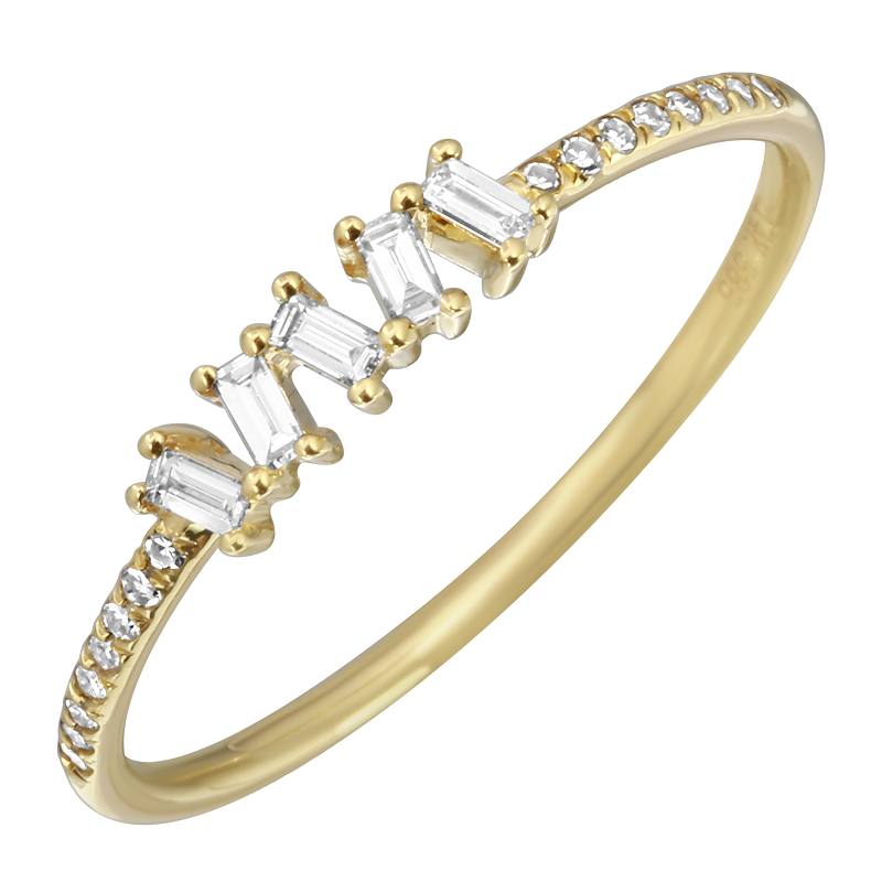 14K Rose Gold Baguette cut Diamond Ring