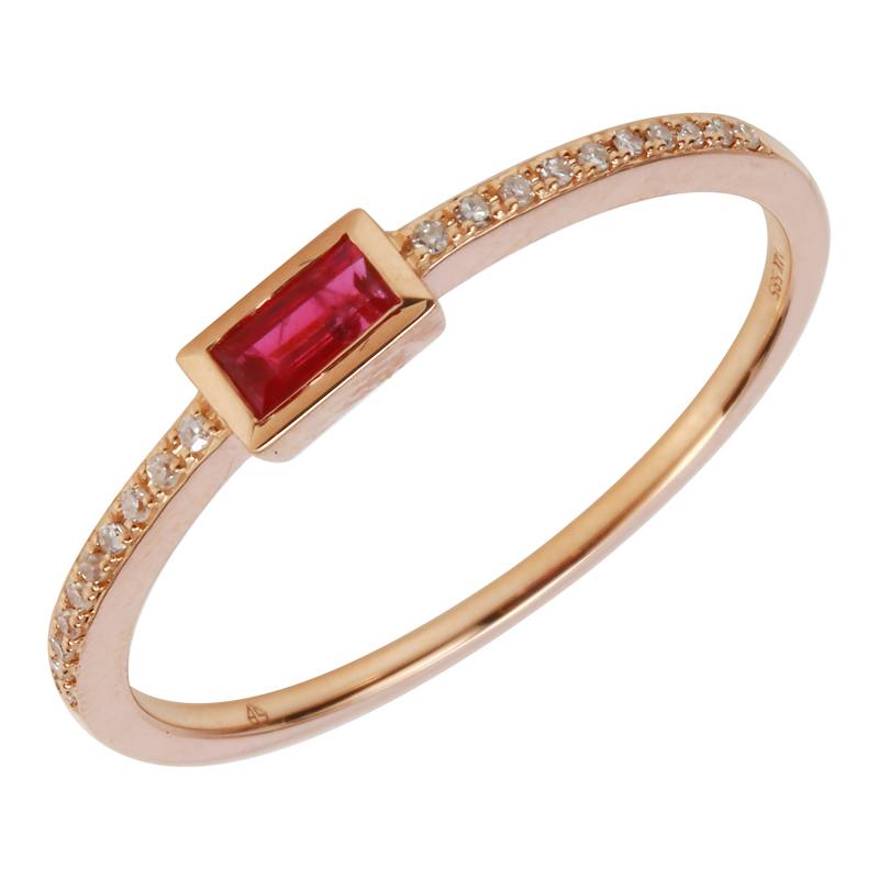 14K Rose Gold Diamond and Ruby Ring