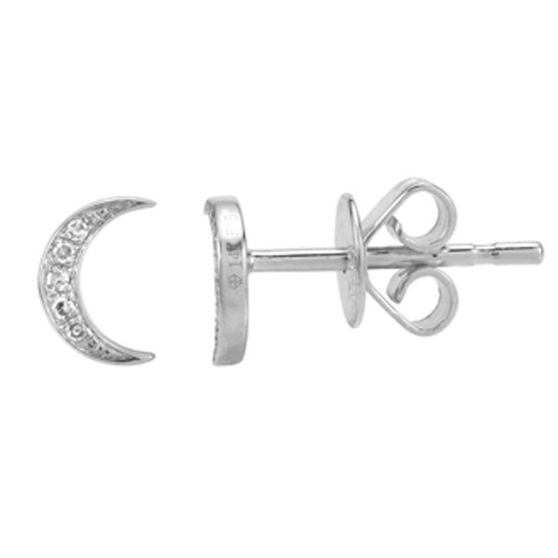 14K Rose Gold Diamond Crescent Moon