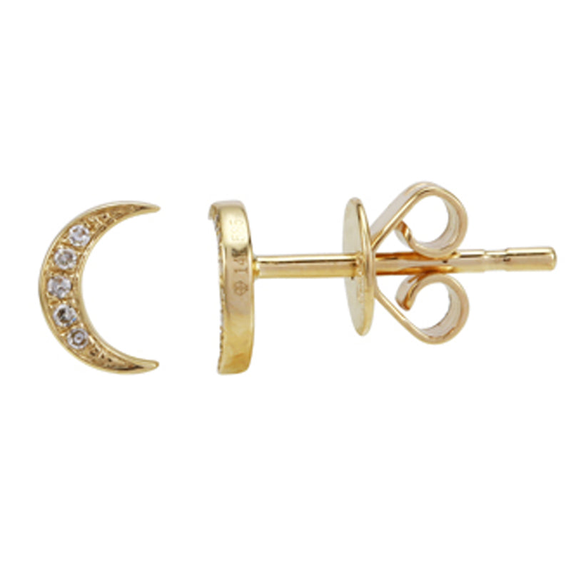 14K Rose Gold Diamond Crescent Moon