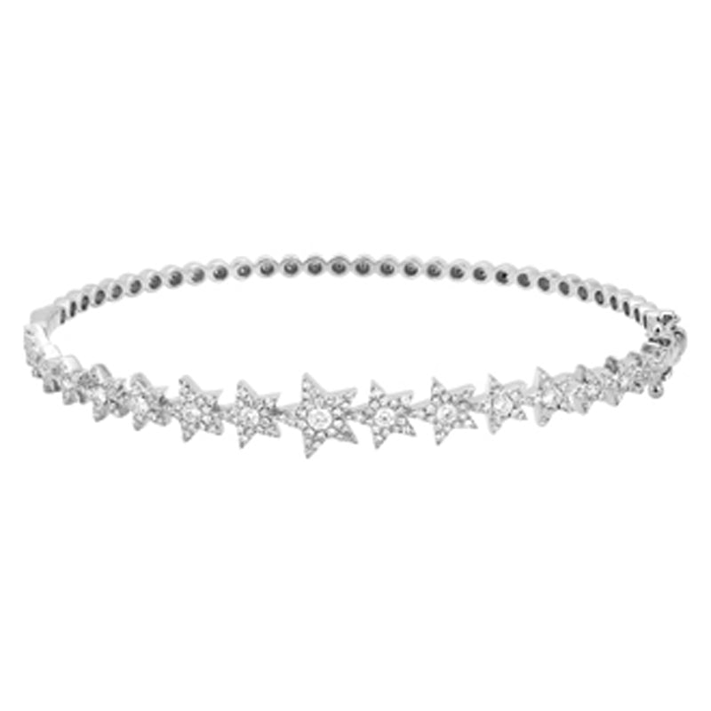 14K Yellow Gold Diamond Star Bangle