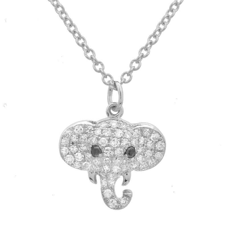 14K Yellow Gold Diamond Elephant Necklace