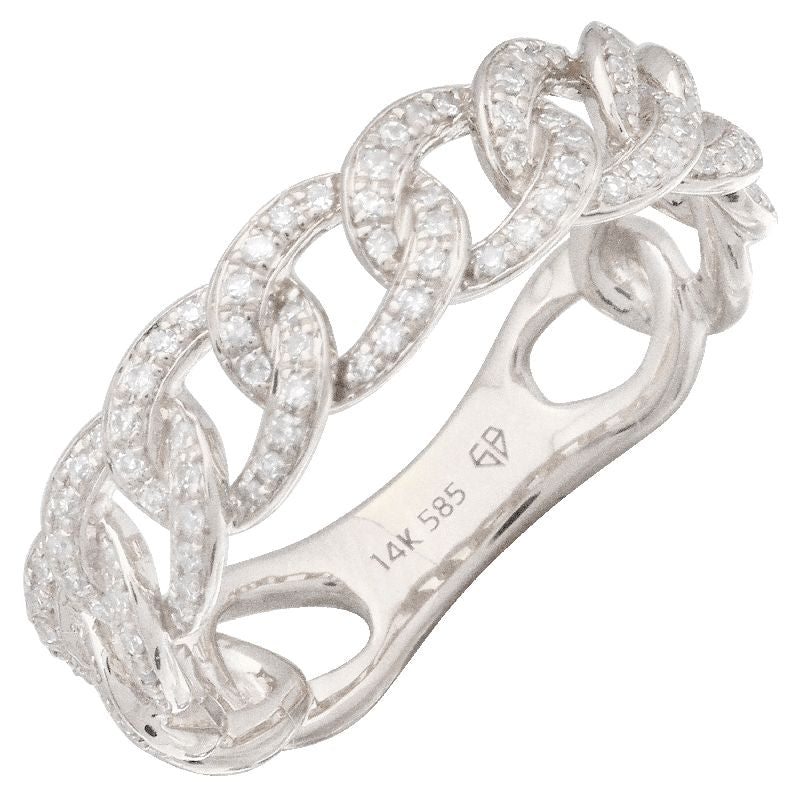 14K Rose Gold Diamond Cuban Link Ring