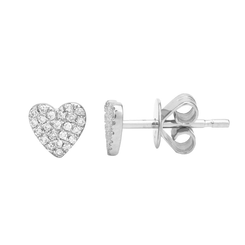 14K Rose Gold Diamond Heart Studs Earring