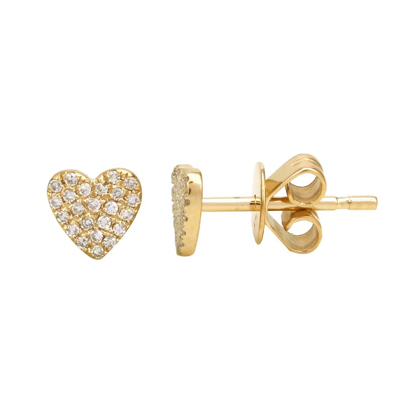14K Rose Gold Diamond Heart Studs Earring
