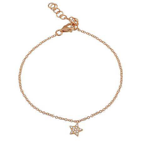 14K Rose Gold Diamond Star Bracelet
