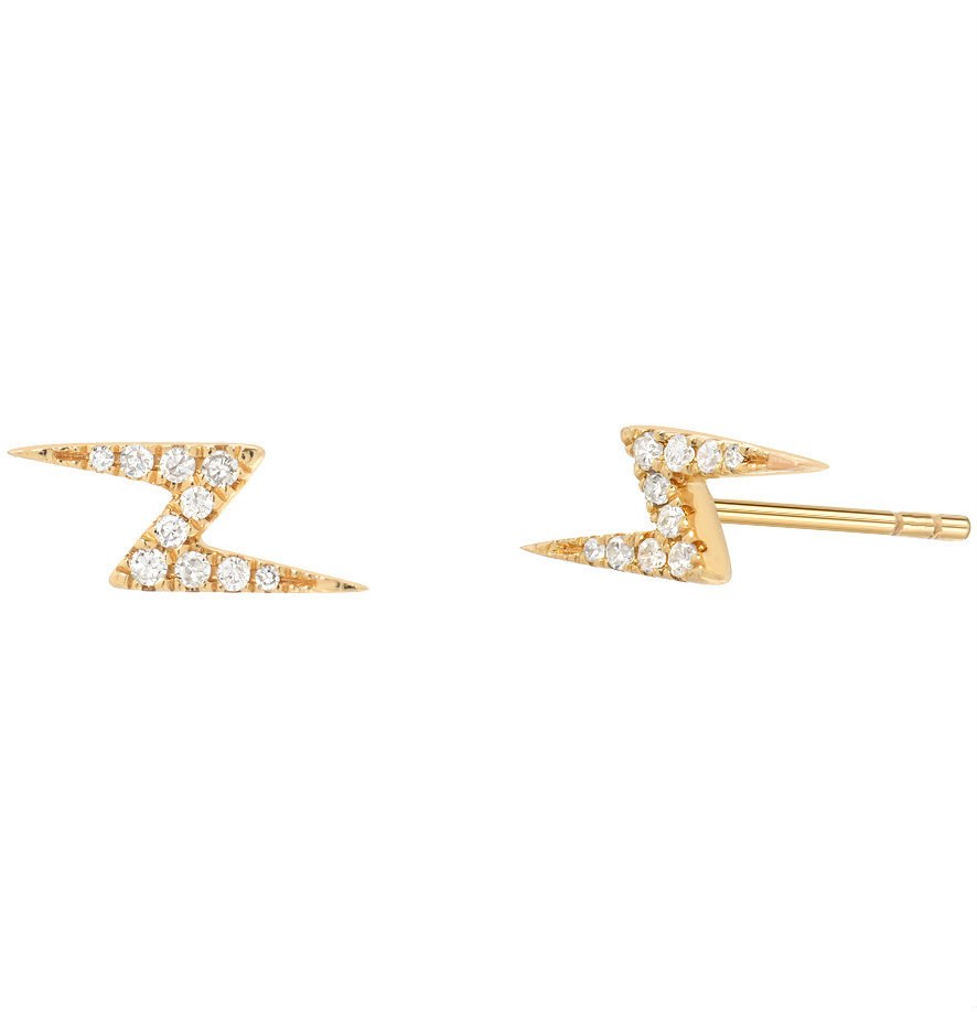 14K Diamond lightning studs