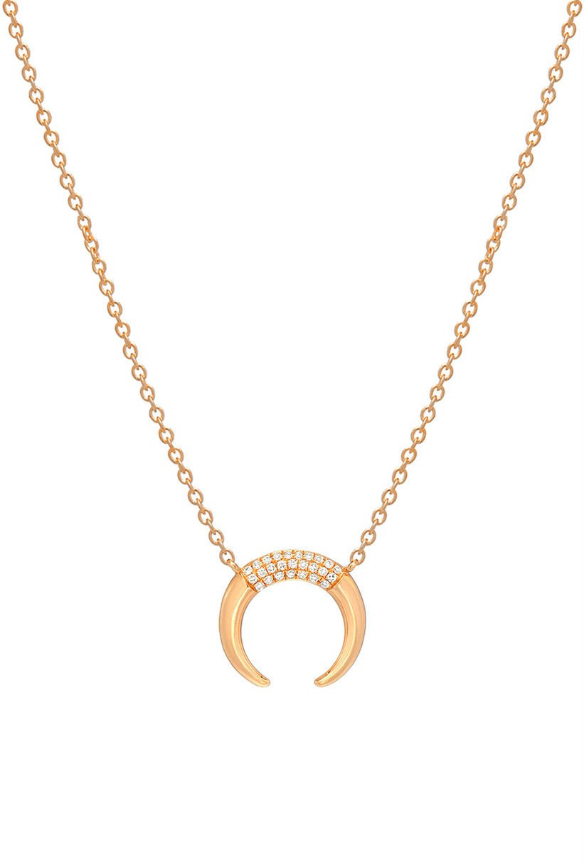 14K Yellow Gold Double Horn Necklace