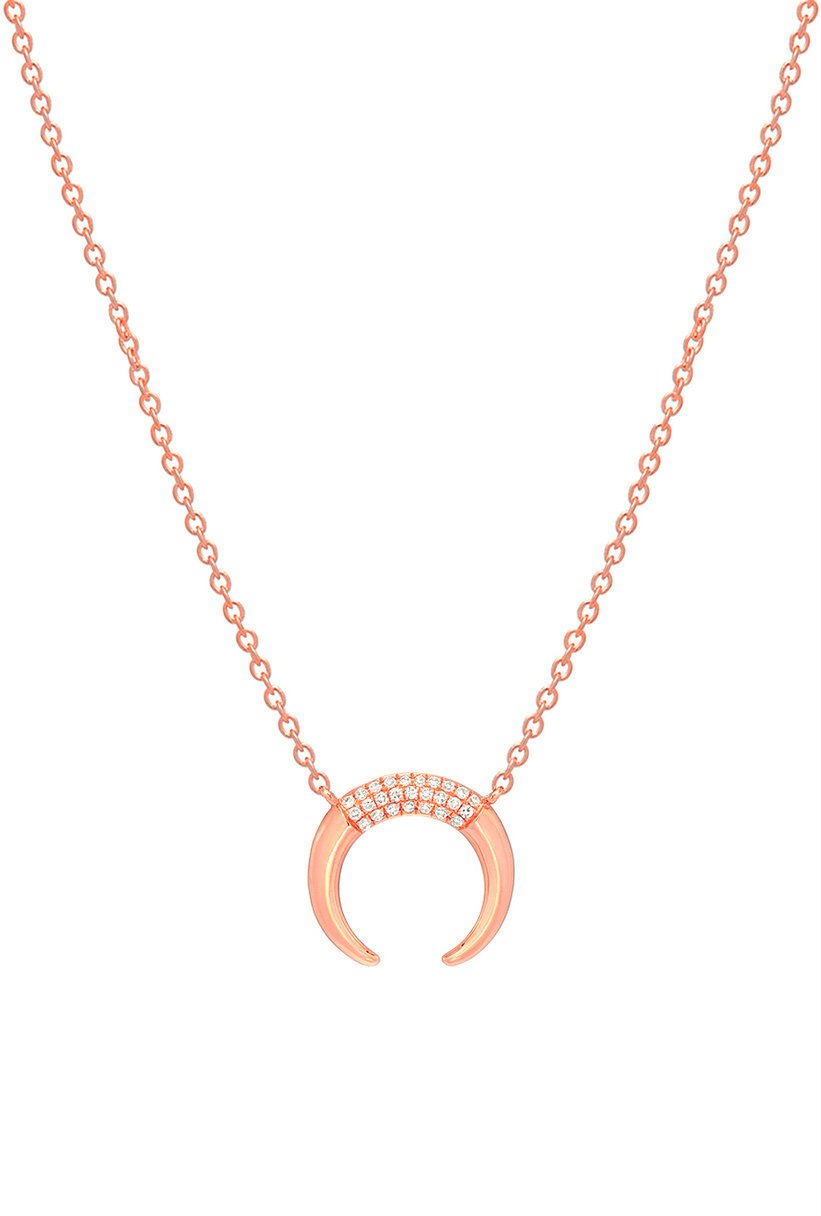 14K Yellow Gold Double Horn Necklace