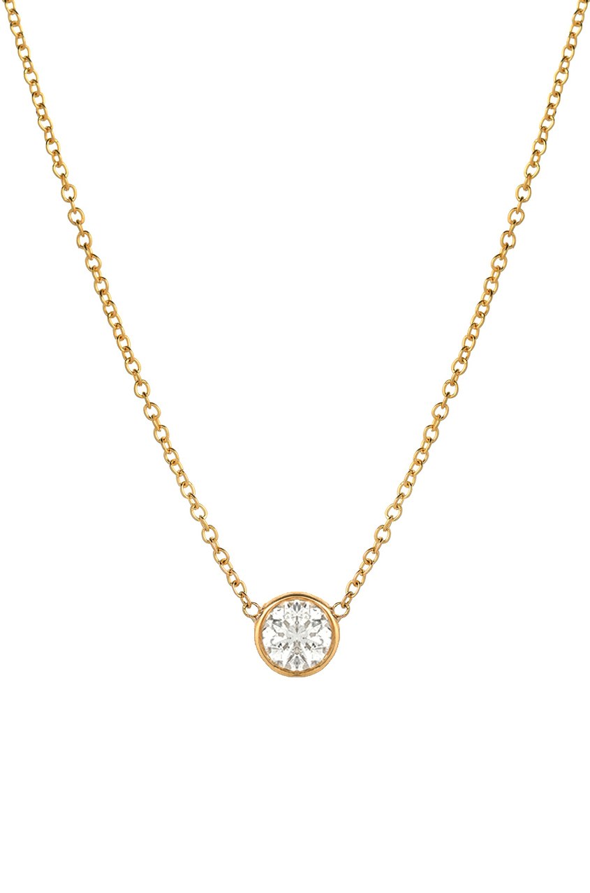 14K Yellow Gold Large diamond bezel necklace
