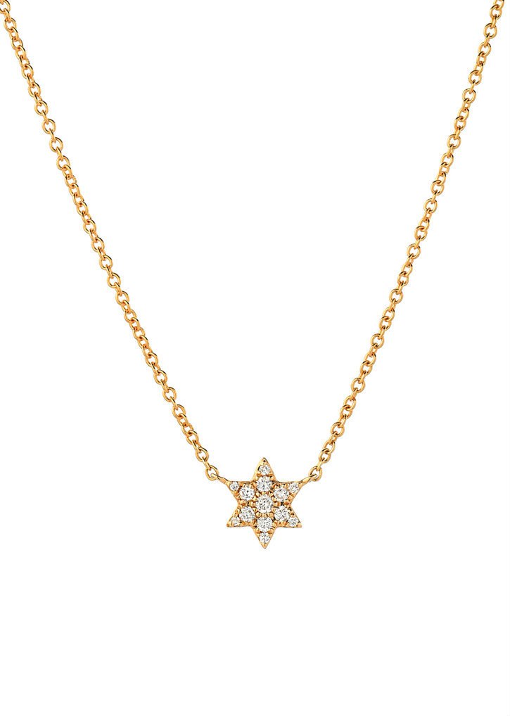 14K Yellow Gold Star of David Necklace