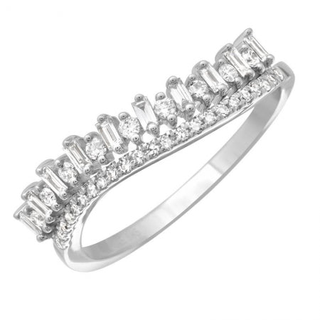 14K Gold Baguette and Round Diamond Ring
