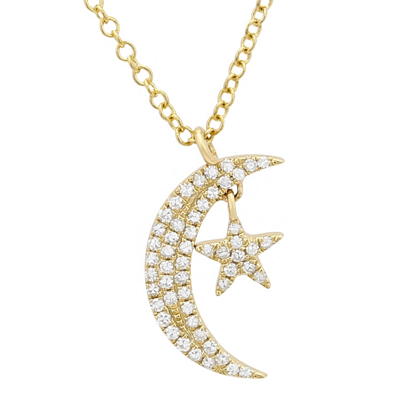 14K Yellow Gold Moon x Star Necklace