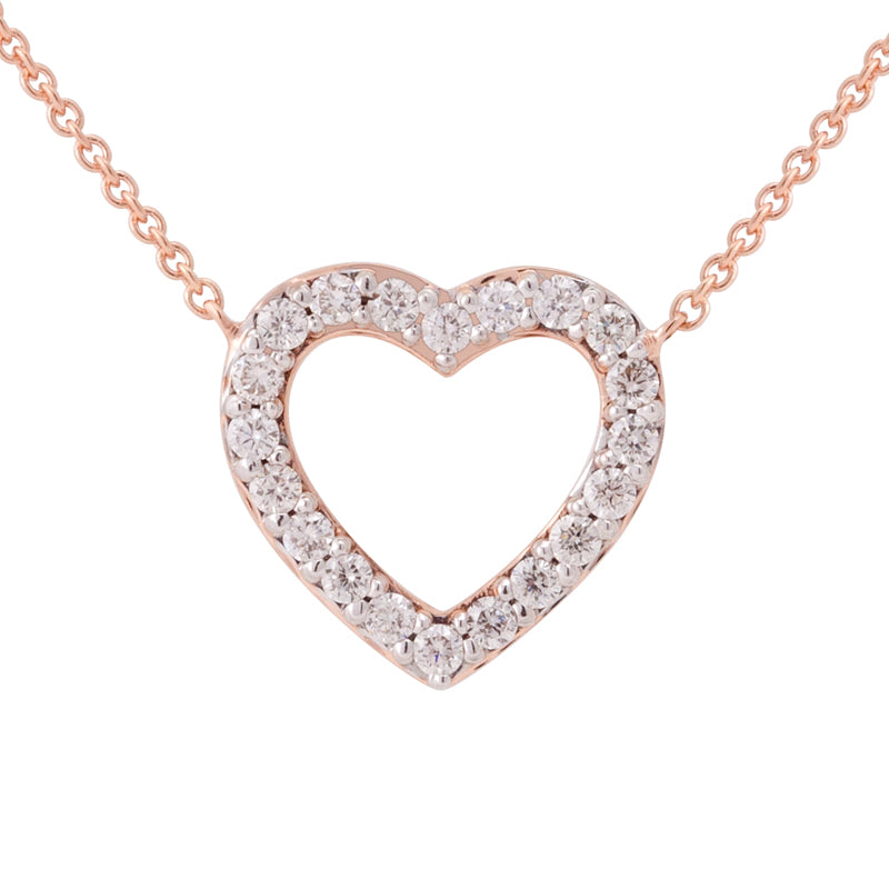 14K Yellow Gold Diamond Heart Necklace