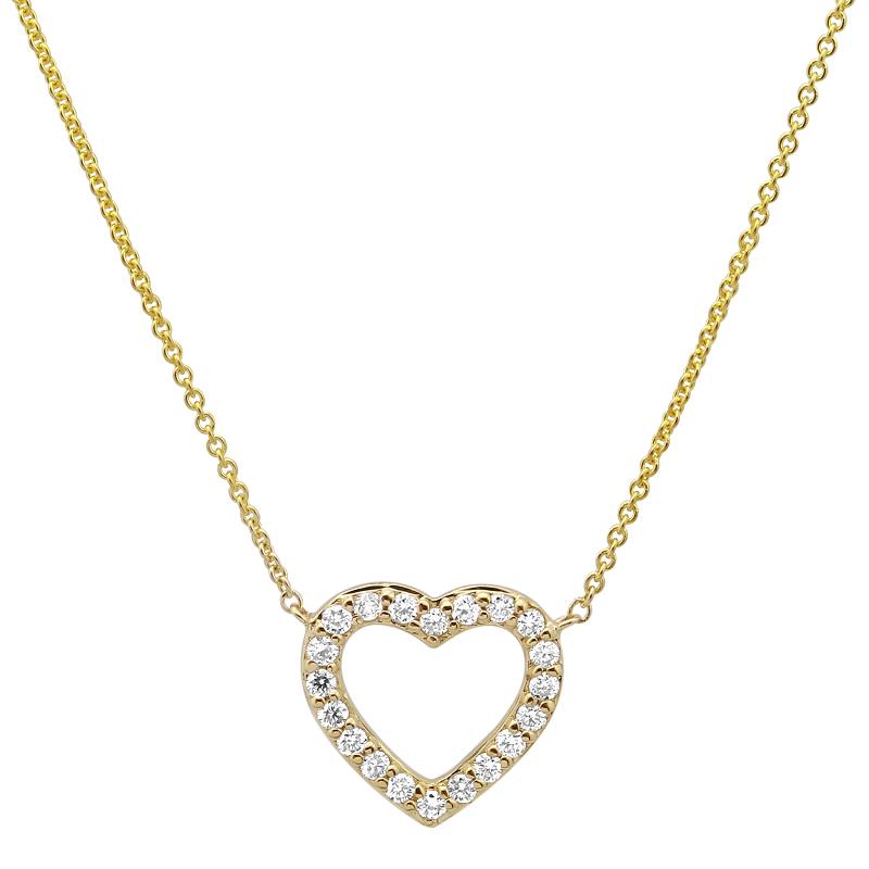 14K Yellow Gold Diamond Heart Necklace