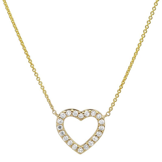 14K Yellow Gold Diamond Heart Necklace