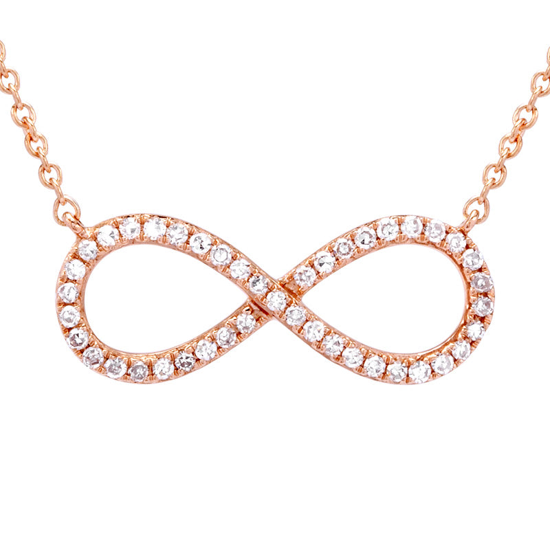 14K Yellow Gold Diamond Infinity Necklace