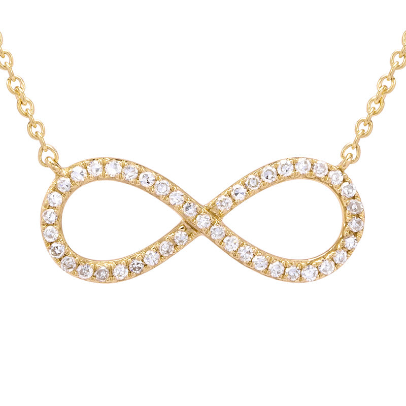 14K Yellow Gold Diamond Infinity Necklace