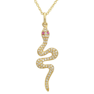 14K YellowGold Diamond Snake Necklace