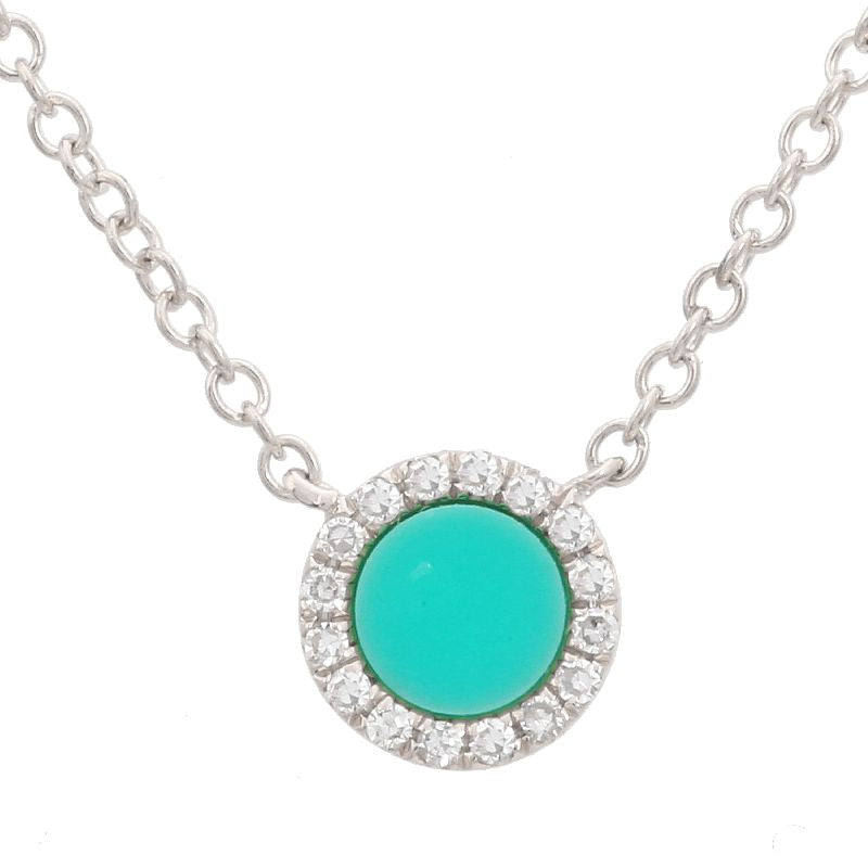 14K Yellow Gold Small Turquoise Disc Necklace