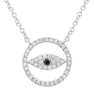 14K Yellow Gold Diamond Evil Eye Necklace