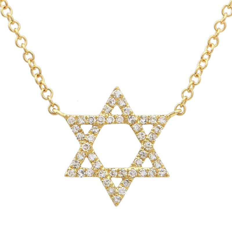 14K Yellow Gold Diamond Star of David Necklace