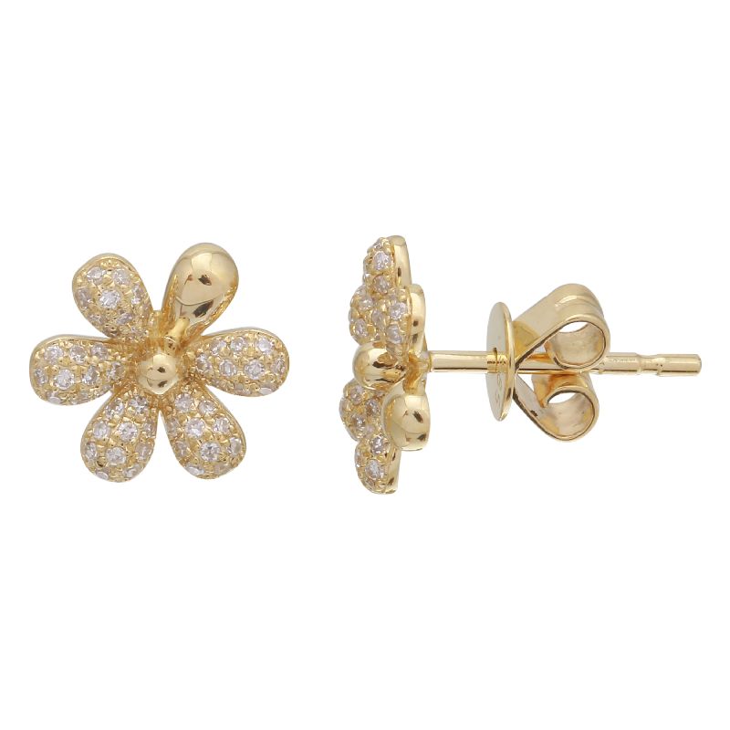 14K Rose Gold Flower Six Point Earrings