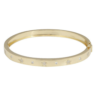 14K Yellow Gold Diamond Star Bangle