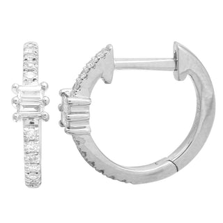 14K Rose Gold Diamond Baguette Huggies