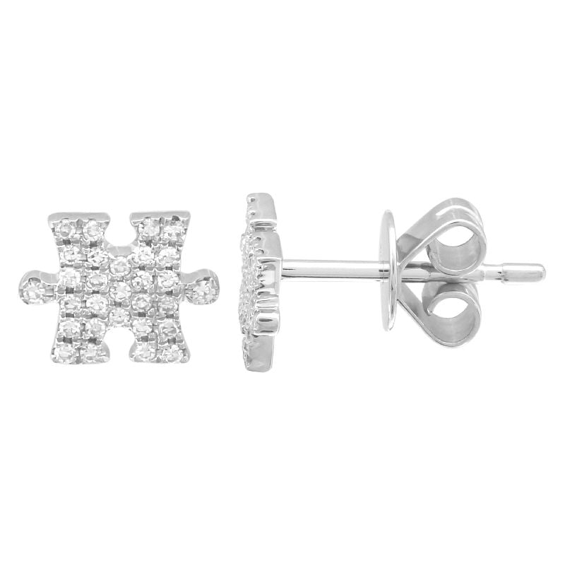 14K Yellow Gold Diamond Puzzle Earrings