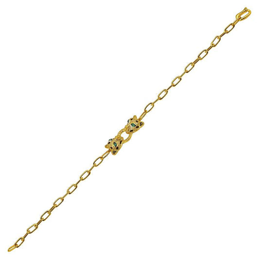 14K Yellow Gold Diamond Panther Bracelet