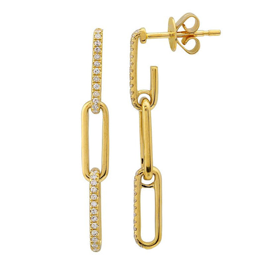 14K Yellow Gold Diamond Link Earrings