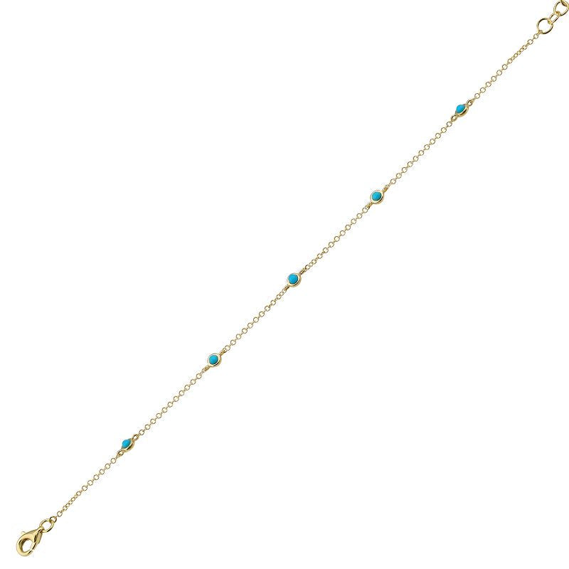 14K Yellow Gold Blue Turquoise Bracelet