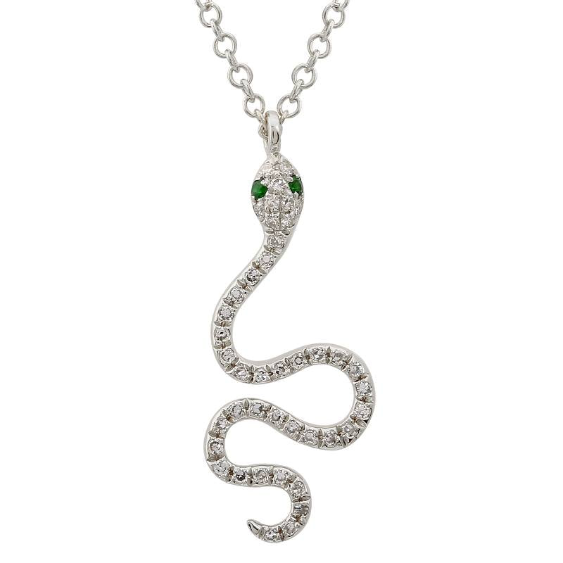 14K Yellow Gold Diamond Dangling Snake Necklace